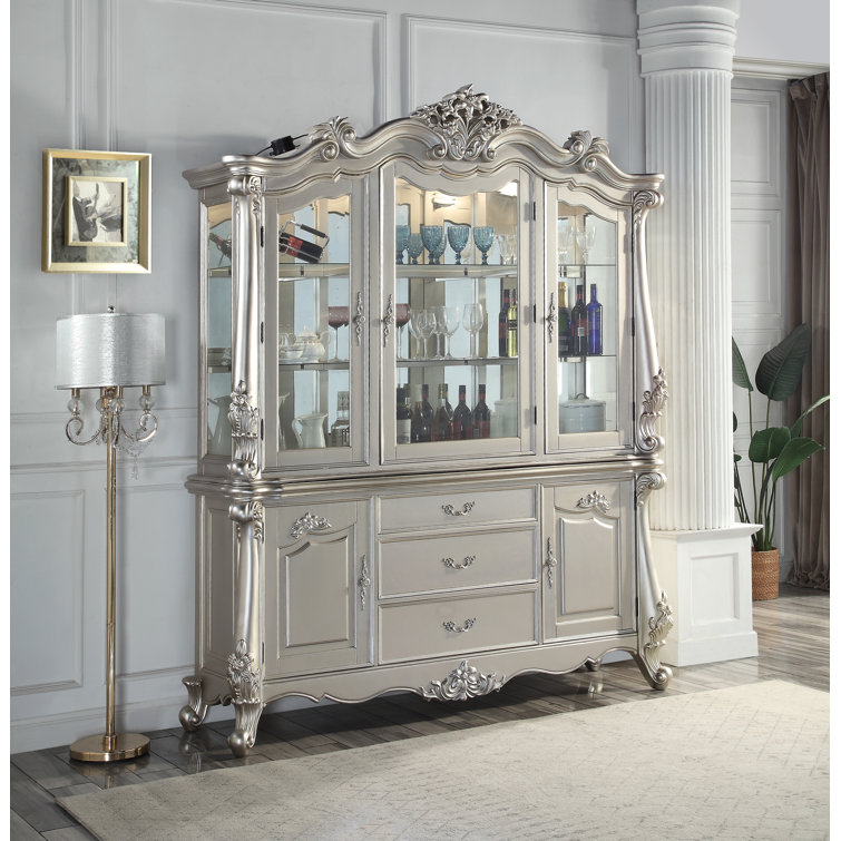 ACME Furniture 76'' Wide Solid Wood China Cabinet with Lighting | Wayfair